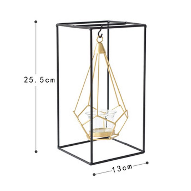 Geometriske Lysestaker Moderne Uthult Metalljern Hengende Lysestake For Bryllup Midtpunkt Borddekorasjoner