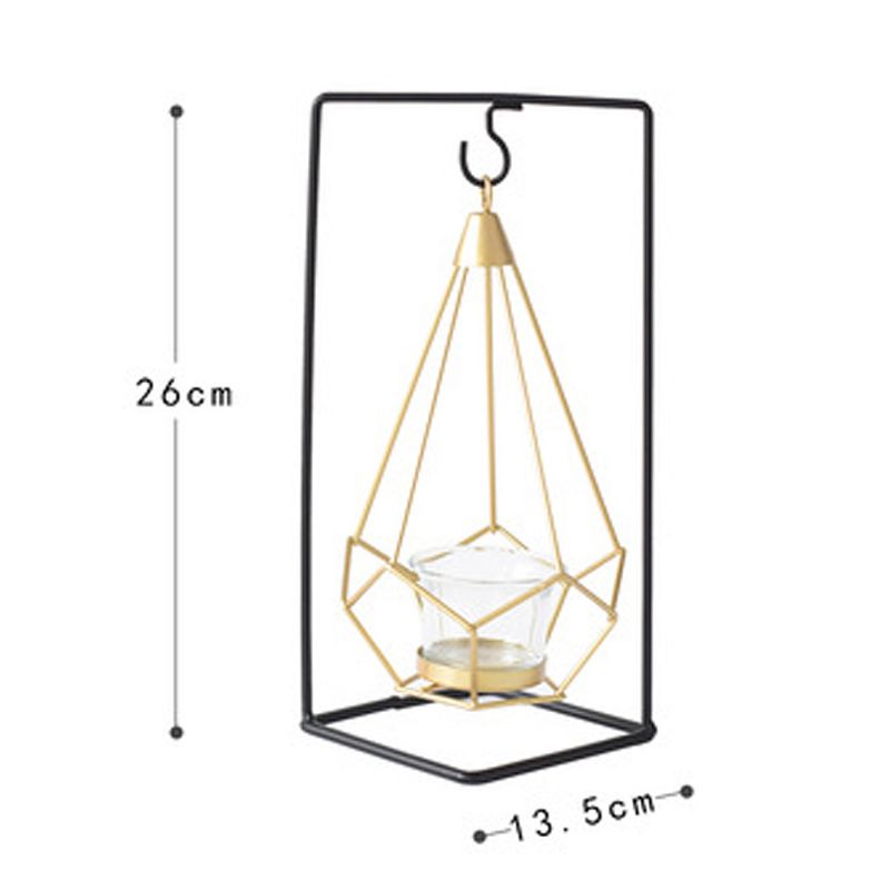 Geometriske Lysestaker Moderne Uthult Metalljern Hengende Lysestake For Bryllup Midtpunkt Borddekorasjoner