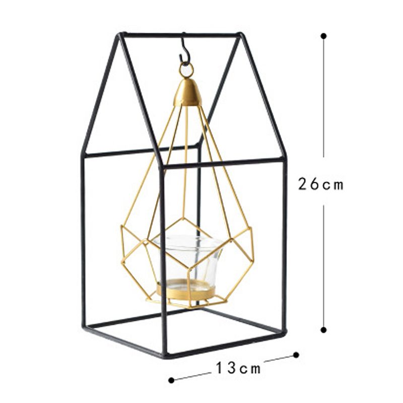 Geometriske Lysestaker Moderne Uthult Metalljern Hengende Lysestake For Bryllup Midtpunkt Borddekorasjoner