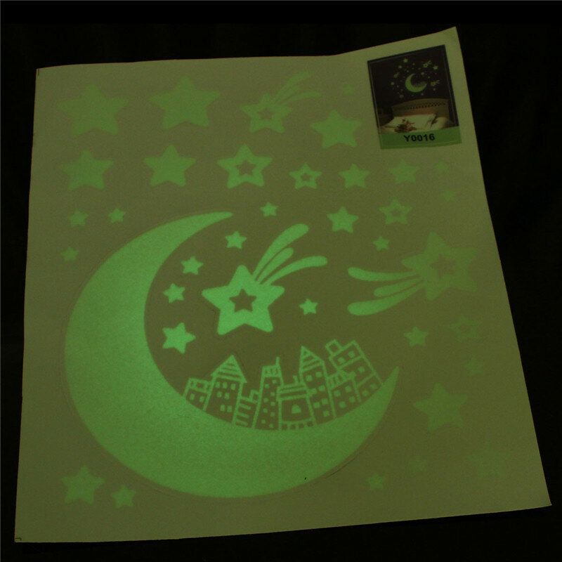 Glow In Dark Moon Star Luminous Stickers Avtakbart Veggklistremerke Vinyldekal Veggmaleri Barneromsdekor