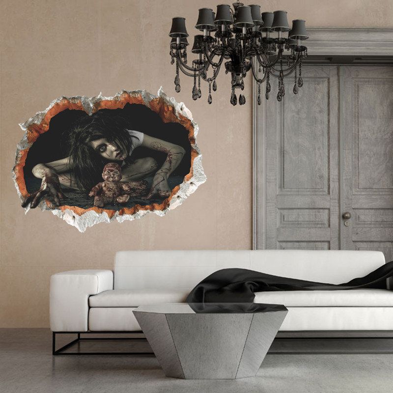 Halloween Dekorative Klistremerker Broken Wall Effect Stickers