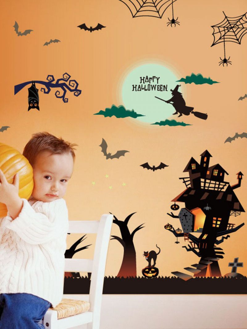 Halloween Haunted House Castle Witch Wall Sticker Bar Ktv Festival Dekorasjon Engros Pvc