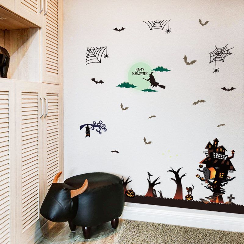 Halloween Haunted House Castle Witch Wall Sticker Bar Ktv Festival Dekorasjon Engros Pvc