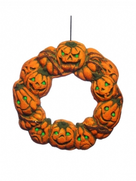 Halloween Spooky Wreath Dørhenger Hengende Prop Home Decor Led Lantern Pumpkin