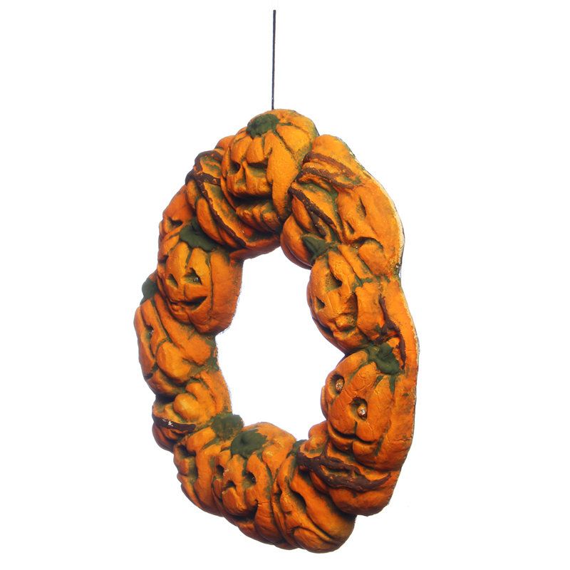 Halloween Spooky Wreath Dørhenger Hengende Prop Home Decor Led Lantern Pumpkin