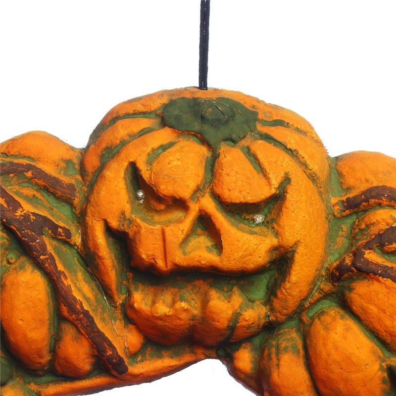 Halloween Spooky Wreath Dørhenger Hengende Prop Home Decor Led Lantern Pumpkin