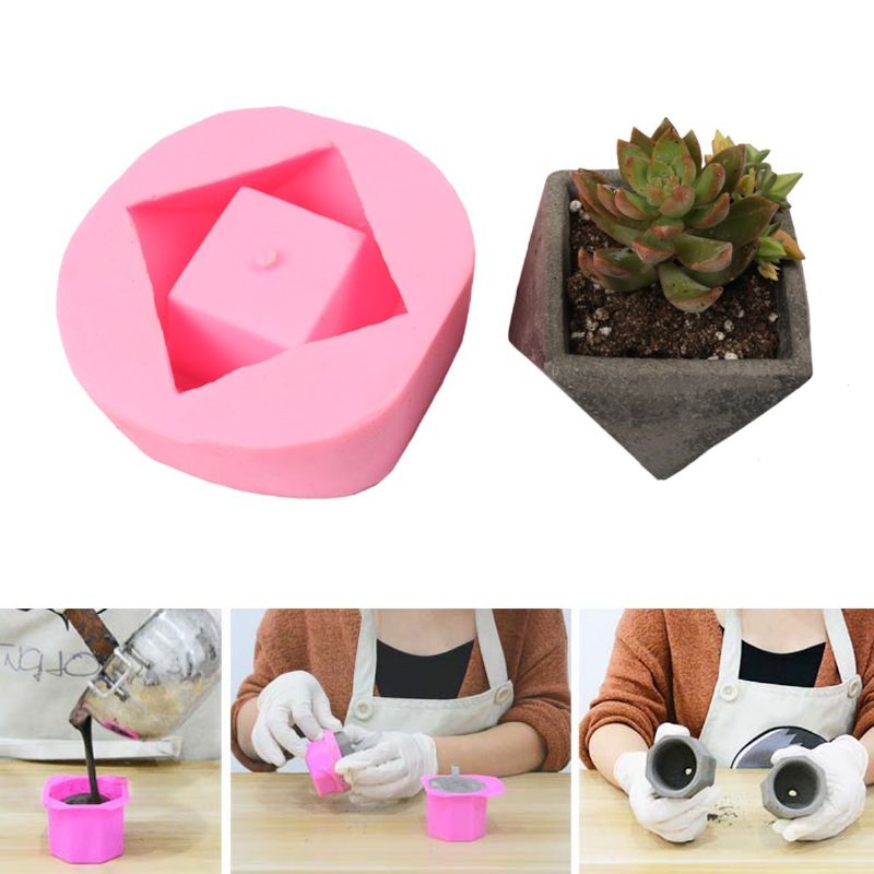 Håndlaget 3d Geometrisk Silikon Blomsterpotteform Betong Sukkulent Planter Mold