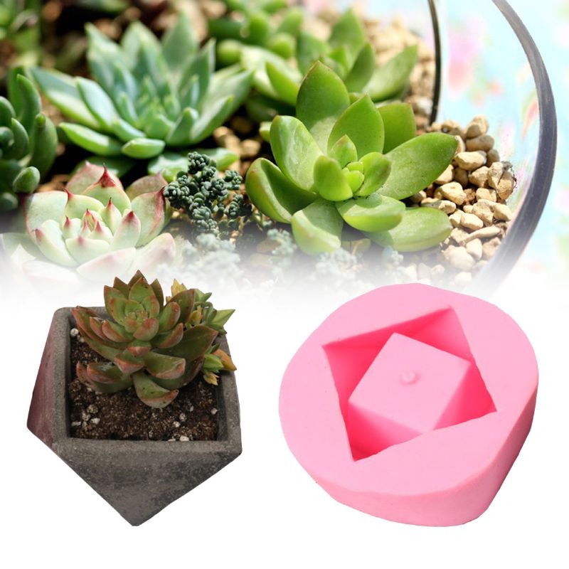 Håndlaget 3d Geometrisk Silikon Blomsterpotteform Betong Sukkulent Planter Mold