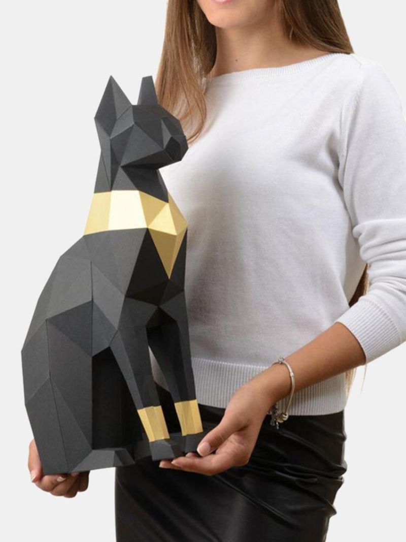 Håndlaget Diy Egyptian Cat God Bastet 3d Papir Modell Hjemmeinnredning Stue Kontordekor Diy Craft Model Puslespill Pedagogisk Barn Lekegave Gave