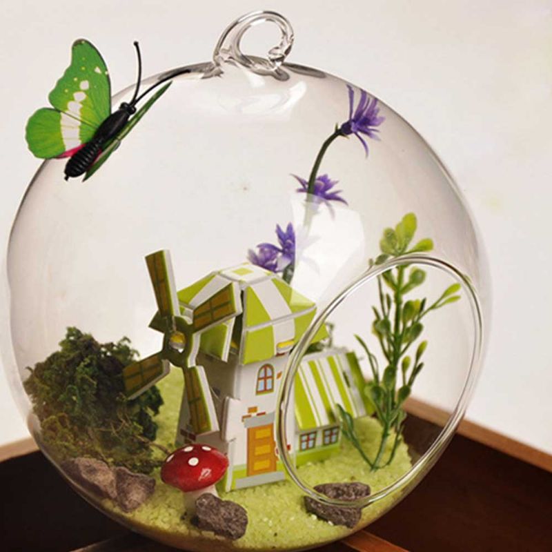 Hengende Glass Terrarium Miniatyr Husdekorasjon For House Office Roomgift