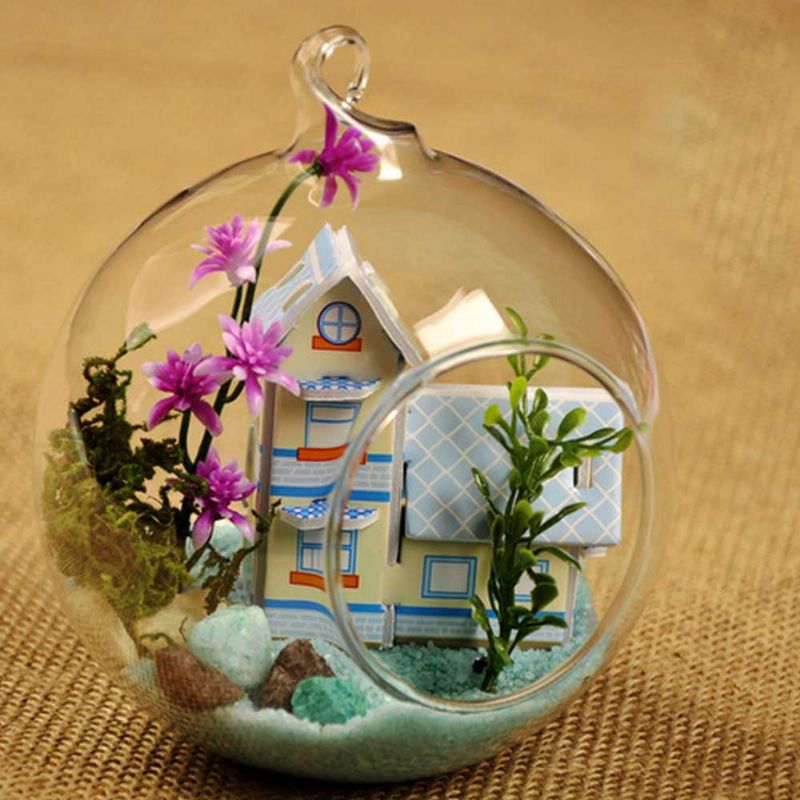 Hengende Glass Terrarium Miniatyr Husdekorasjon For House Office Roomgift