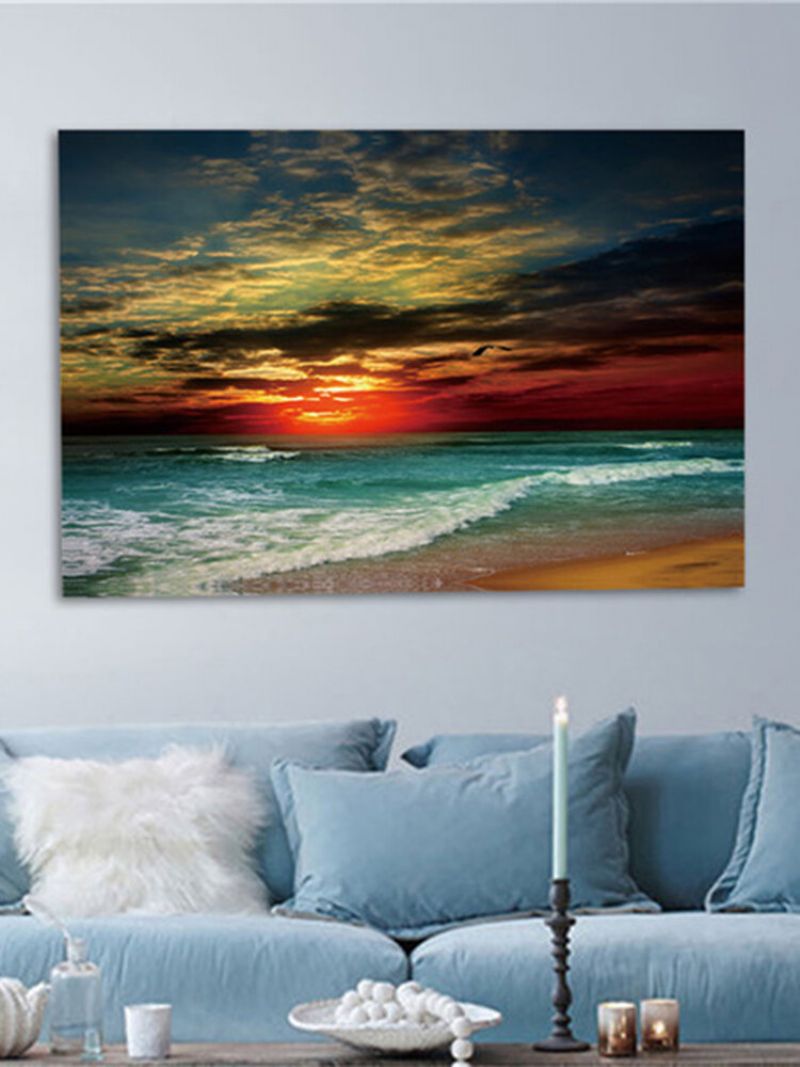 Innrammet Hjemmeinnredning Lerretstrykk Moderne Veggkunst Seascape Beach Picture