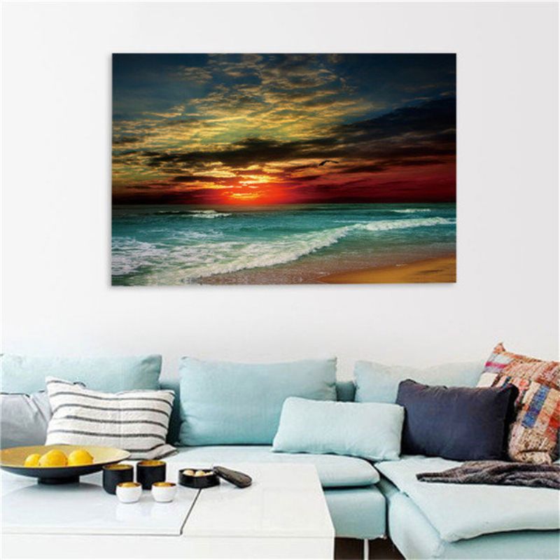 Innrammet Hjemmeinnredning Lerretstrykk Moderne Veggkunst Seascape Beach Picture