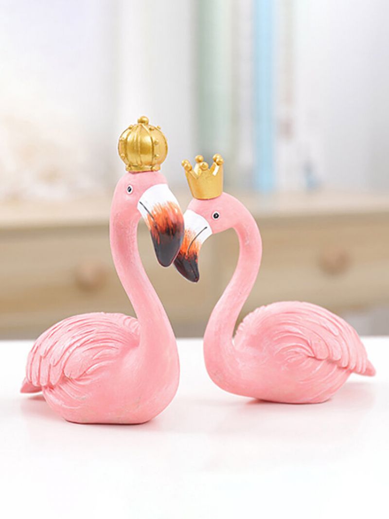 Ins Mote Skrivebord Dekorasjon Big Flamingo Ornamenter Dekorative Figurer Home Decor Resin Craft