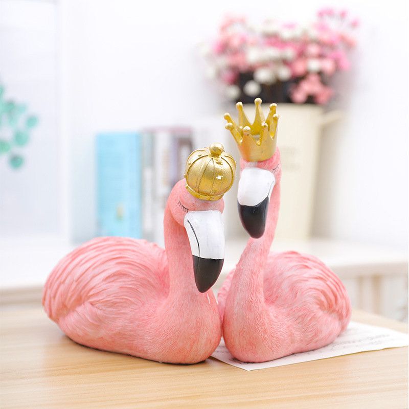 Ins Mote Skrivebord Dekorasjon Big Flamingo Ornamenter Dekorative Figurer Home Decor Resin Craft