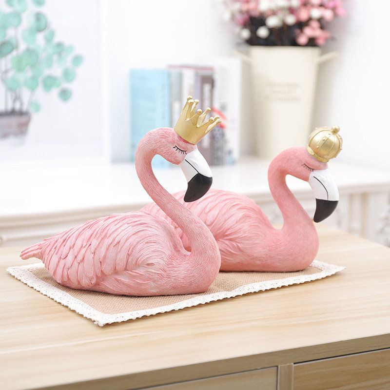 Ins Mote Skrivebord Dekorasjon Big Flamingo Ornamenter Dekorative Figurer Home Decor Resin Craft