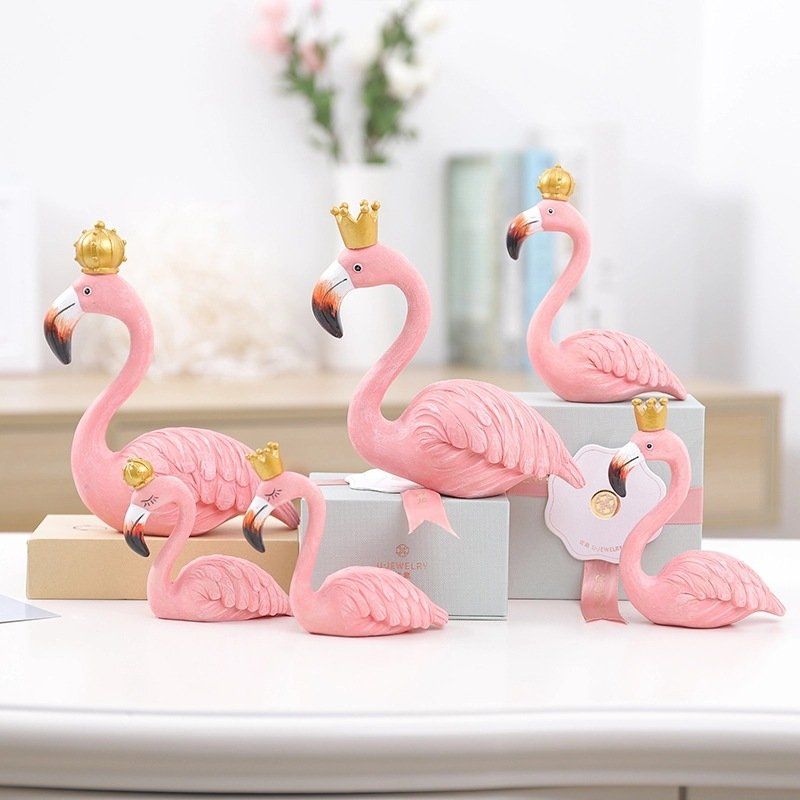 Ins Mote Skrivebord Dekorasjon Big Flamingo Ornamenter Dekorative Figurer Home Decor Resin Craft