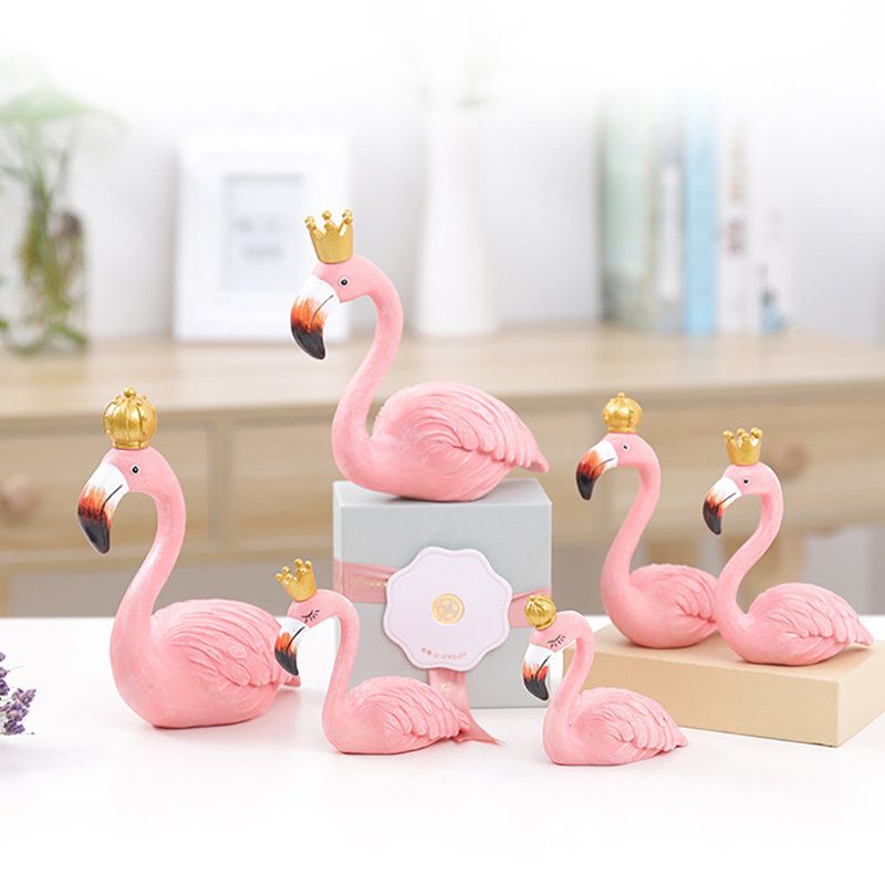 Ins Mote Skrivebord Dekorasjon Big Flamingo Ornamenter Dekorative Figurer Home Decor Resin Craft