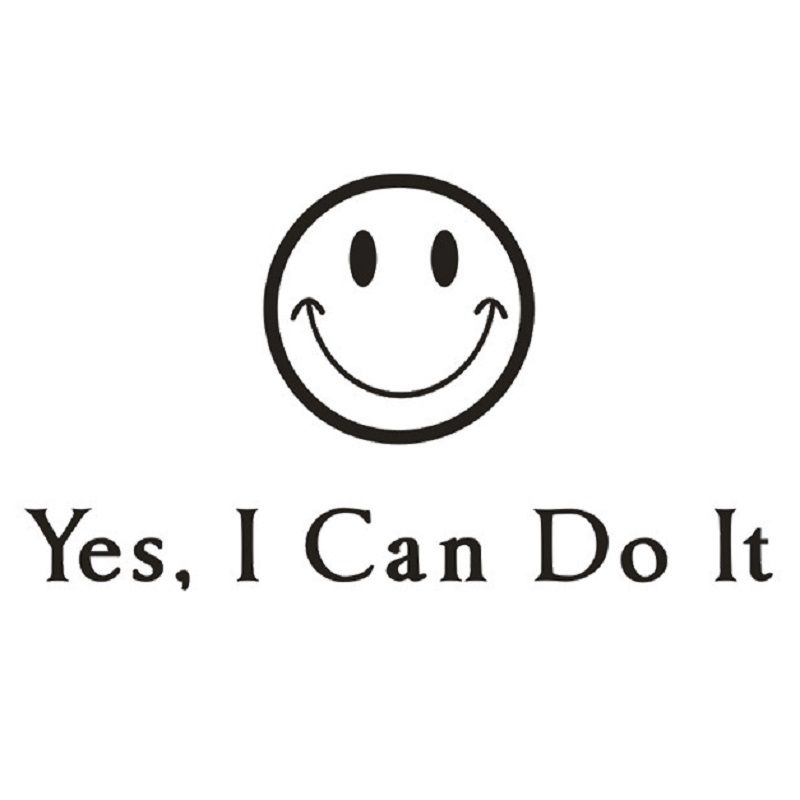 Inspirerende Sitat I Can Do It Smile Wall Stickers Study Decoration Wallpaper