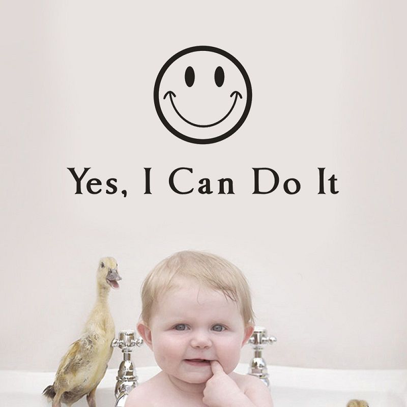 Inspirerende Sitat I Can Do It Smile Wall Stickers Study Decoration Wallpaper