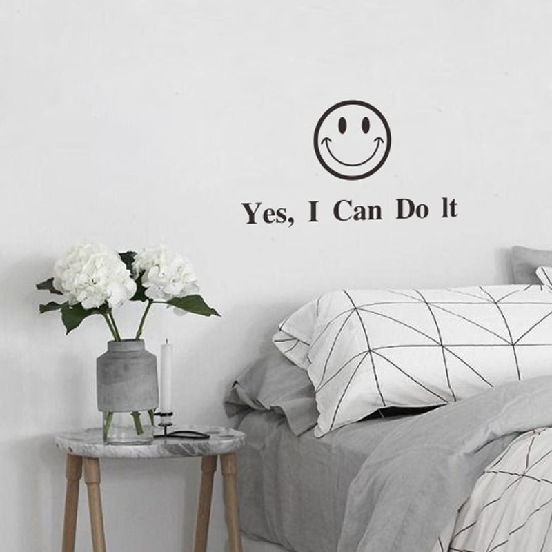 Inspirerende Sitat I Can Do It Smile Wall Stickers Study Decoration Wallpaper