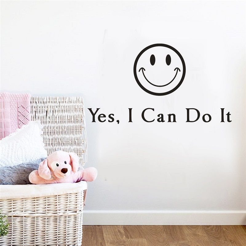 Inspirerende Sitat I Can Do It Smile Wall Stickers Study Decoration Wallpaper