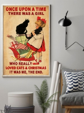 Jente Og Svarte Katter Mønster Uinnrammet Oljemaleri Lerret Vegg Art Stue Home Decor
