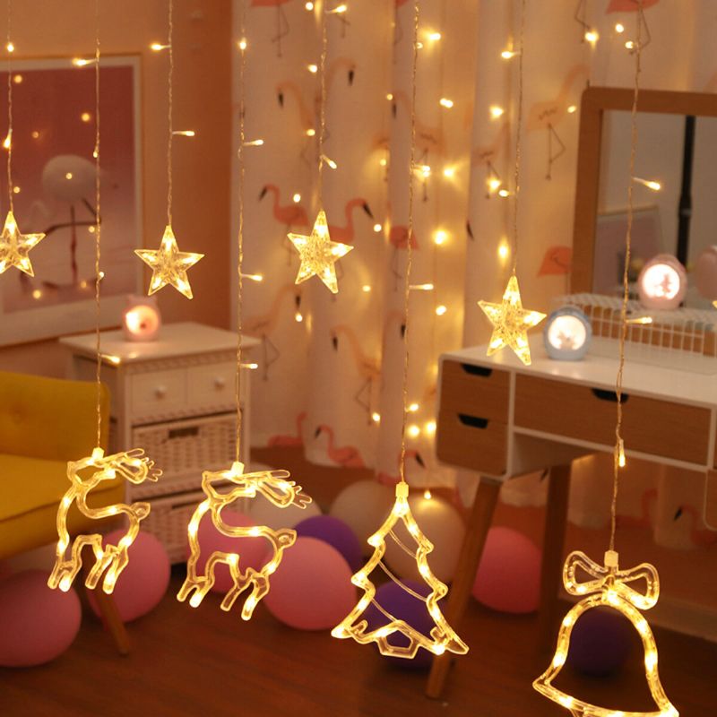 Jul Led Hengende Vegggardin Fairy String Lights Bryllupsfest