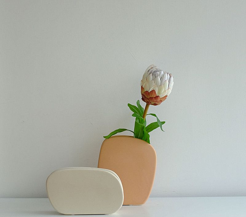 Kreativ Flat Geometrisk Morandi Sandwich Keramisk Vase Blomsterarrangement Kunstdekorasjon Villamodell Hus Myk Dekorasjon