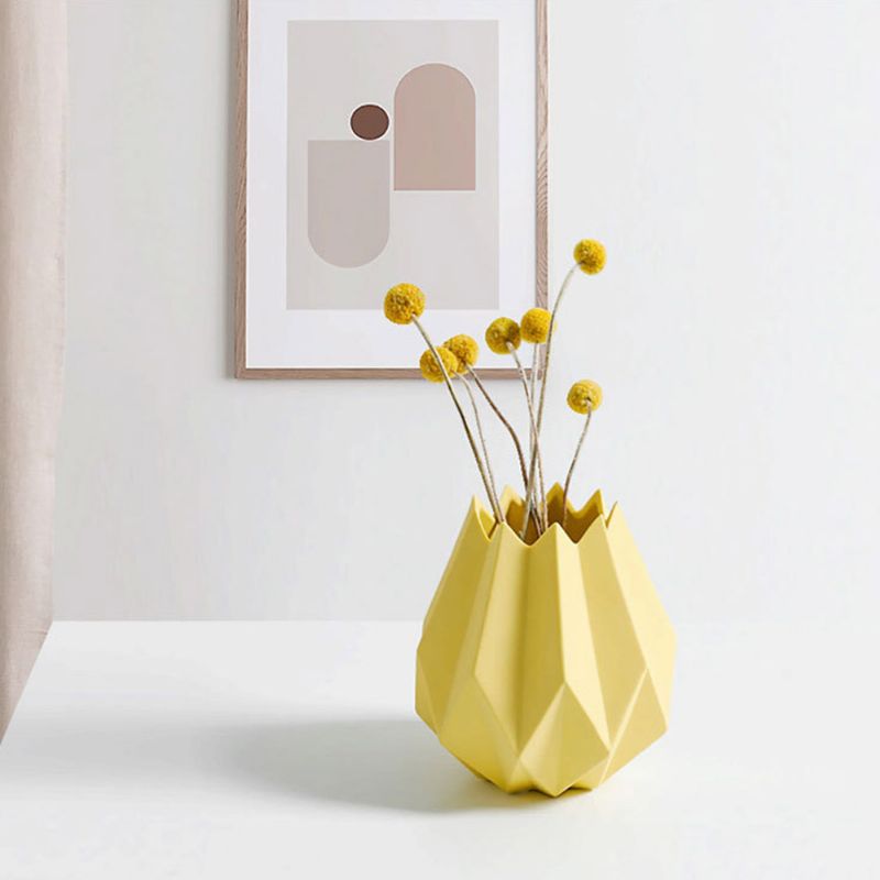 Kreativ Origami Vase Keramisk Liten Plantekrukke Hjemmekontor Desktop Dekor