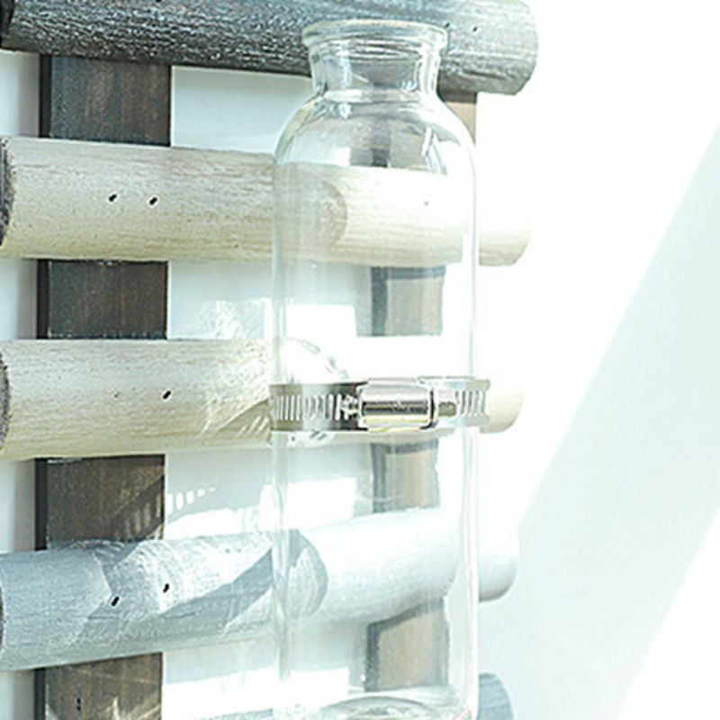 Kreativ Vegghengende Glassvase Hydroponic Med Treplate Stue Hjemmedekorasjon