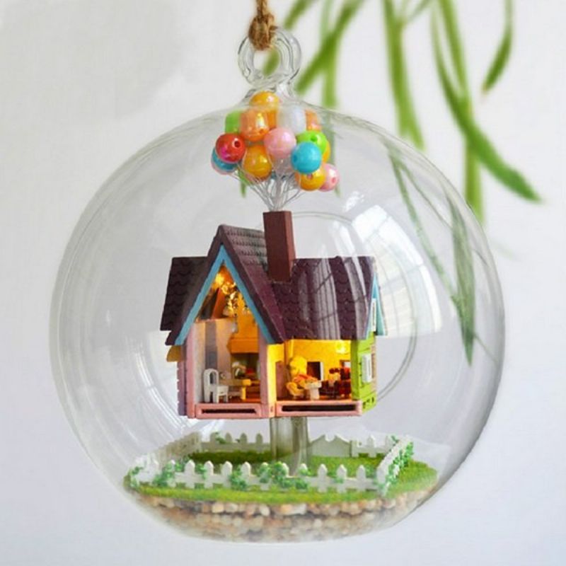 Kreativt Diy-håndverk Miniatyrprosjektsett Glassball-serien Led-lys Dukkehus