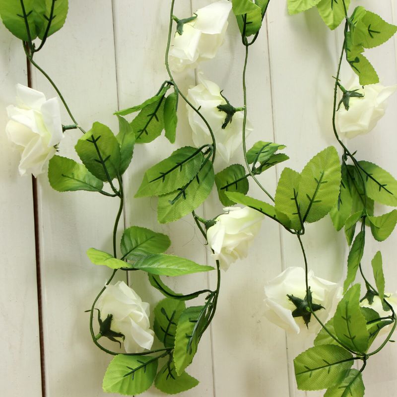 Kunstige Blomster Rose Garland Silke Vintreet Fake Leaf Party Hage Bryllup Home Decor