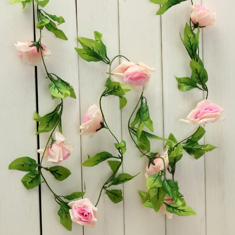 Kunstige Blomster Rose Garland Silke Vintreet Fake Leaf Party Hage Bryllup Home Decor