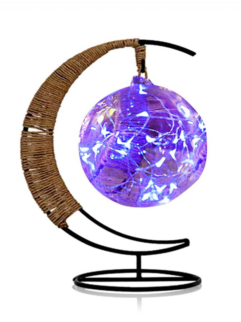 Led Nattlys Håndlaget Rattan Ball Smijernsramme Creative Home Light Decor