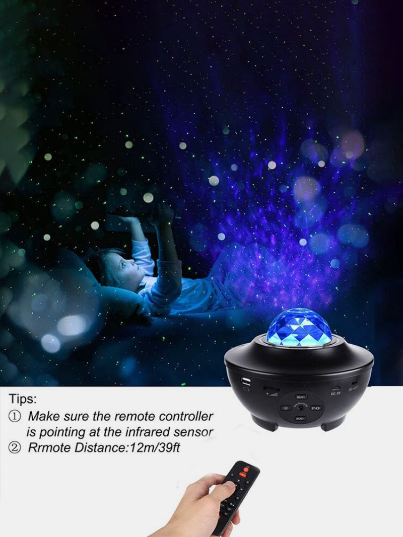 Led Romantisk Fargerik Stjernehimmel Galaxy Projektor Nattlys Usb-fjernkontroll Fairy Neon Projection Lampe Dekorasjon