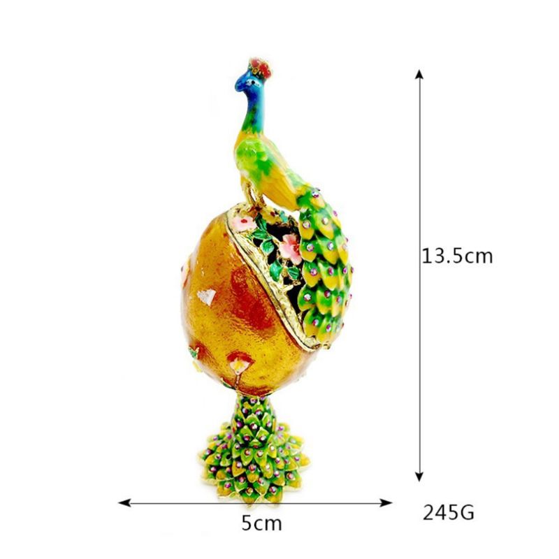Metall Europeisk Stil Håndverk For Dekorasjon Påfugl På Et Malt Eggeskall Med Diamant Bursdagsgave