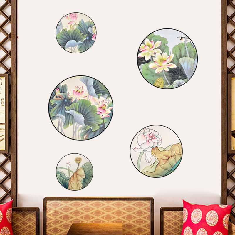 Miico 2 Stk Lotus Painting Sticker Home Study Room Dekor Wall Combining Stickers