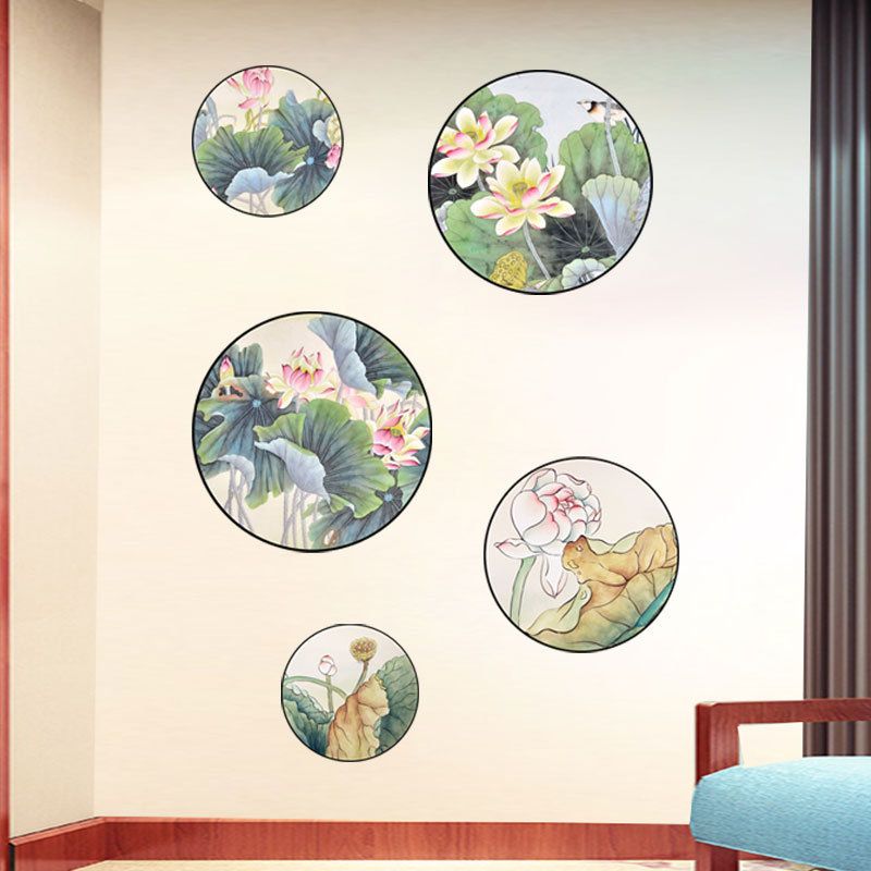 Miico 2 Stk Lotus Painting Sticker Home Study Room Dekor Wall Combining Stickers