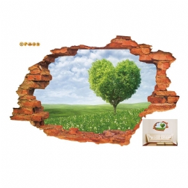 Miico Creative 3d Love Tree Scenery Broken Wall Avtakbar Home Room Dekorativ Veggdekor-klistremerke