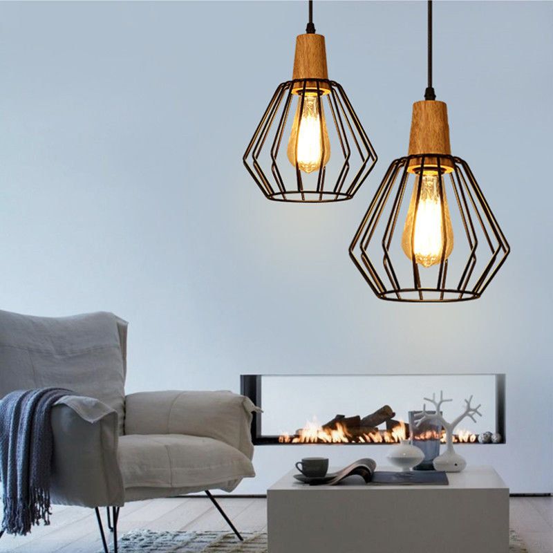 Moderne Taklys Bar Led Lampe Tre Pendellys Svart Lysekrone Lys