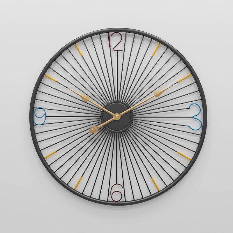 Nordic Wall Clock Stue Silent Rundjernsklokke Diameter 50cm