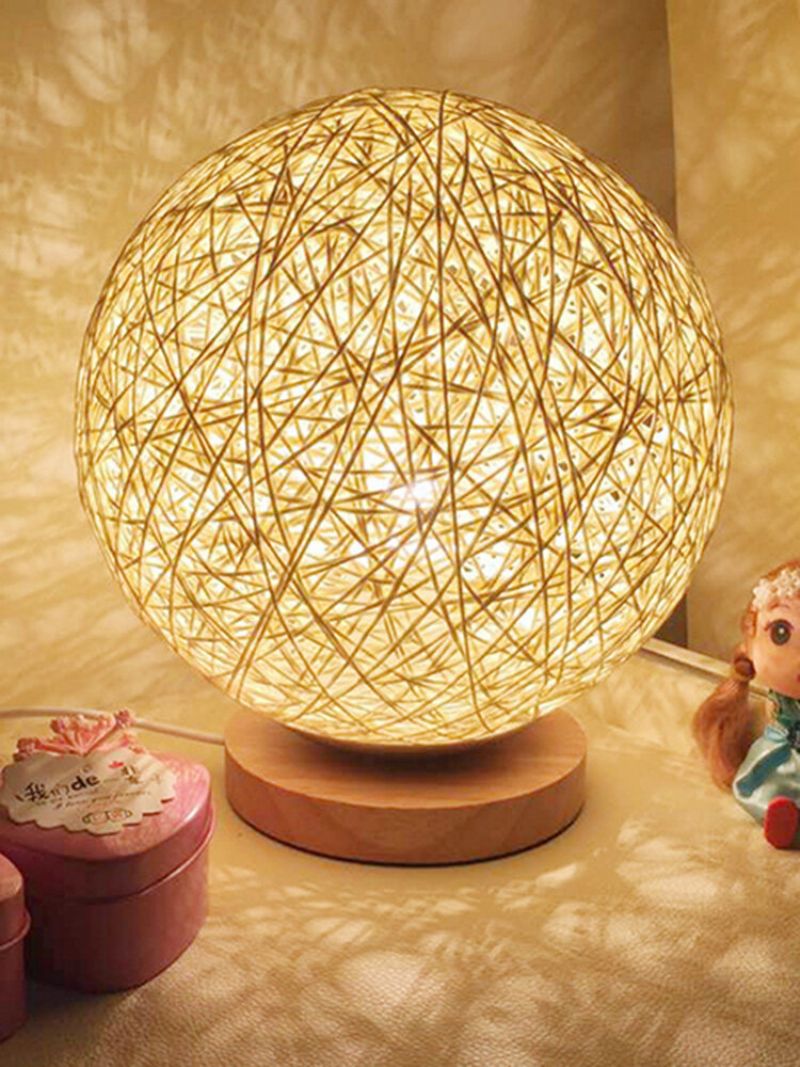 Rattan Ball Nattlys Bord Nattbordslampe Soverom Home Decor Valentine Gift