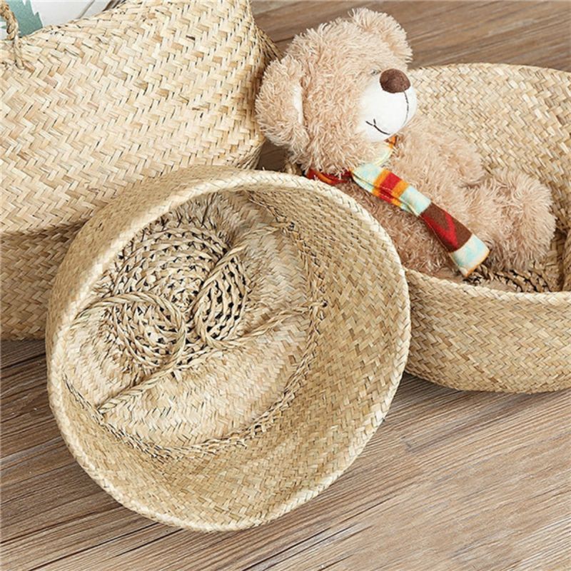 Seagrass Belly Basket Lagring Klesvask Hjem Panier Boule Naturlig Sjøgress