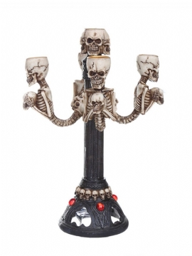 Skull Lysestake Resin Craft Statuer Kreative Figurer Skulptur Festdekor