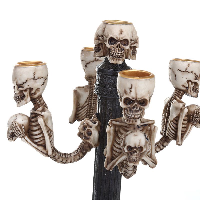 Skull Lysestake Resin Craft Statuer Kreative Figurer Skulptur Festdekor