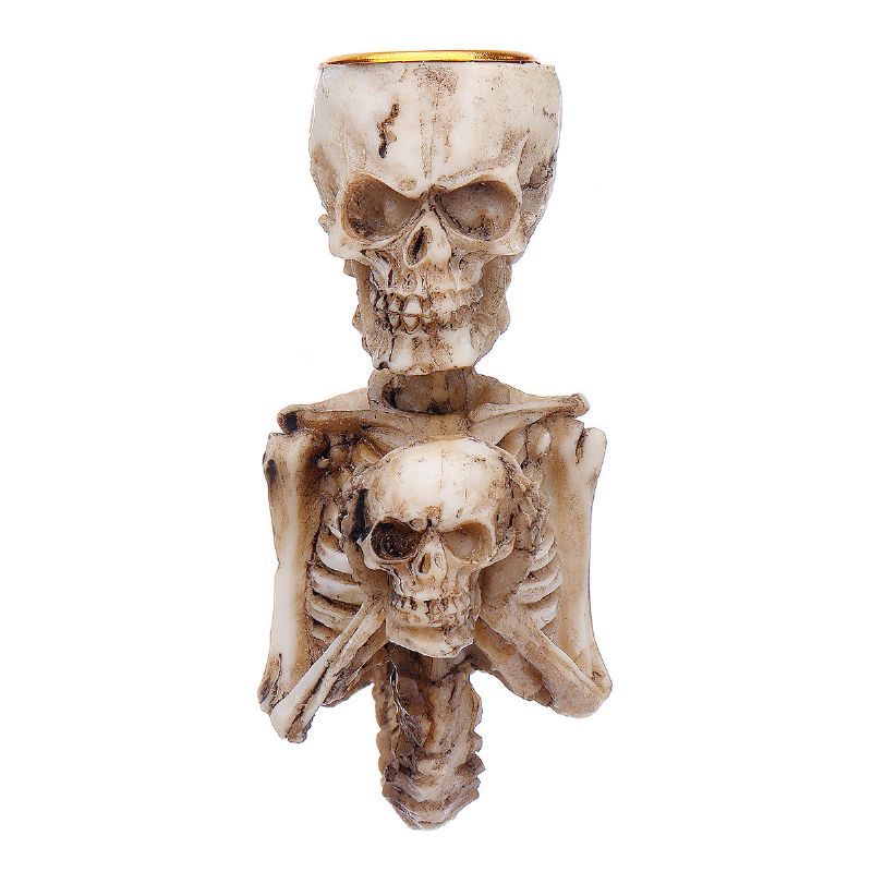 Skull Lysestake Resin Craft Statuer Kreative Figurer Skulptur Festdekor