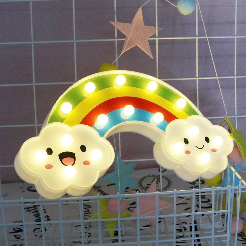 Smile Face Cloud Rainbow Led Nattlys Tegneserie Nattlampe Baby Barneleke Gavelys