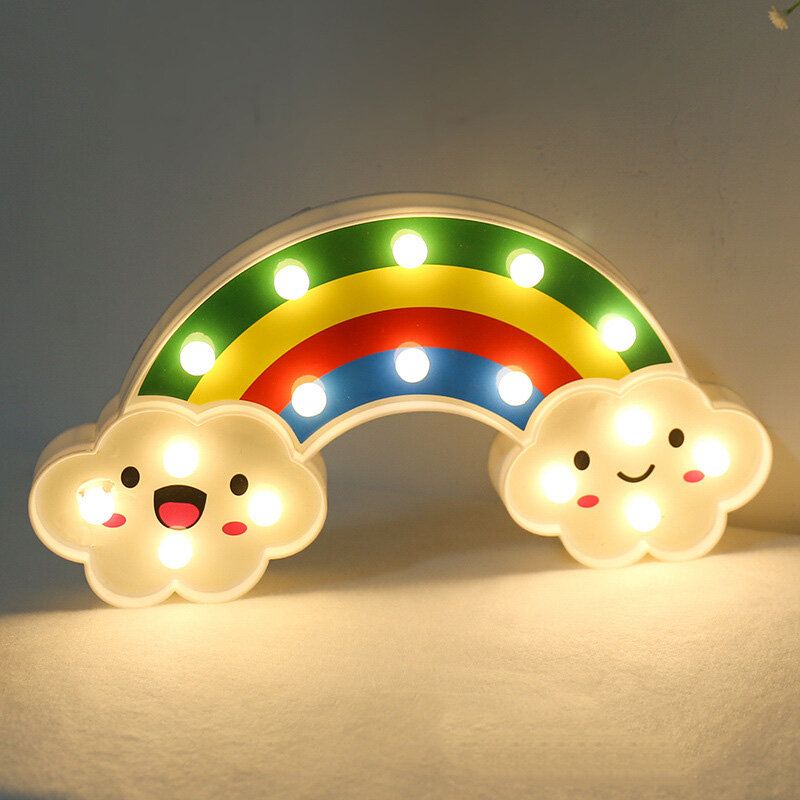 Smile Face Cloud Rainbow Led Nattlys Tegneserie Nattlampe Baby Barneleke Gavelys