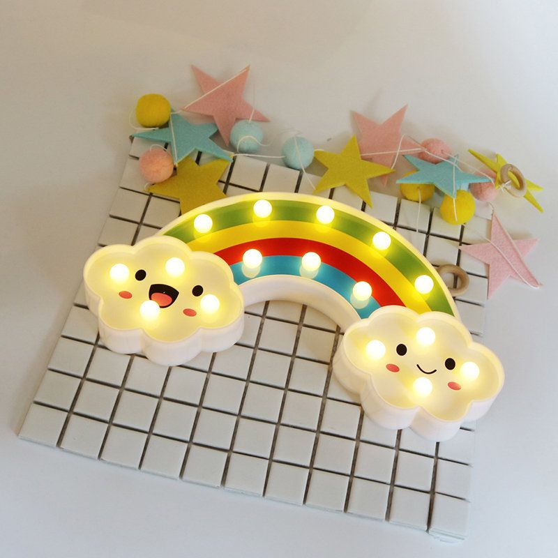 Smile Face Cloud Rainbow Led Nattlys Tegneserie Nattlampe Baby Barneleke Gavelys